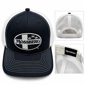 Mossberg Trucker Hat Mens OSFA Embroidered Logo Navy Blue White Snapback NWOT